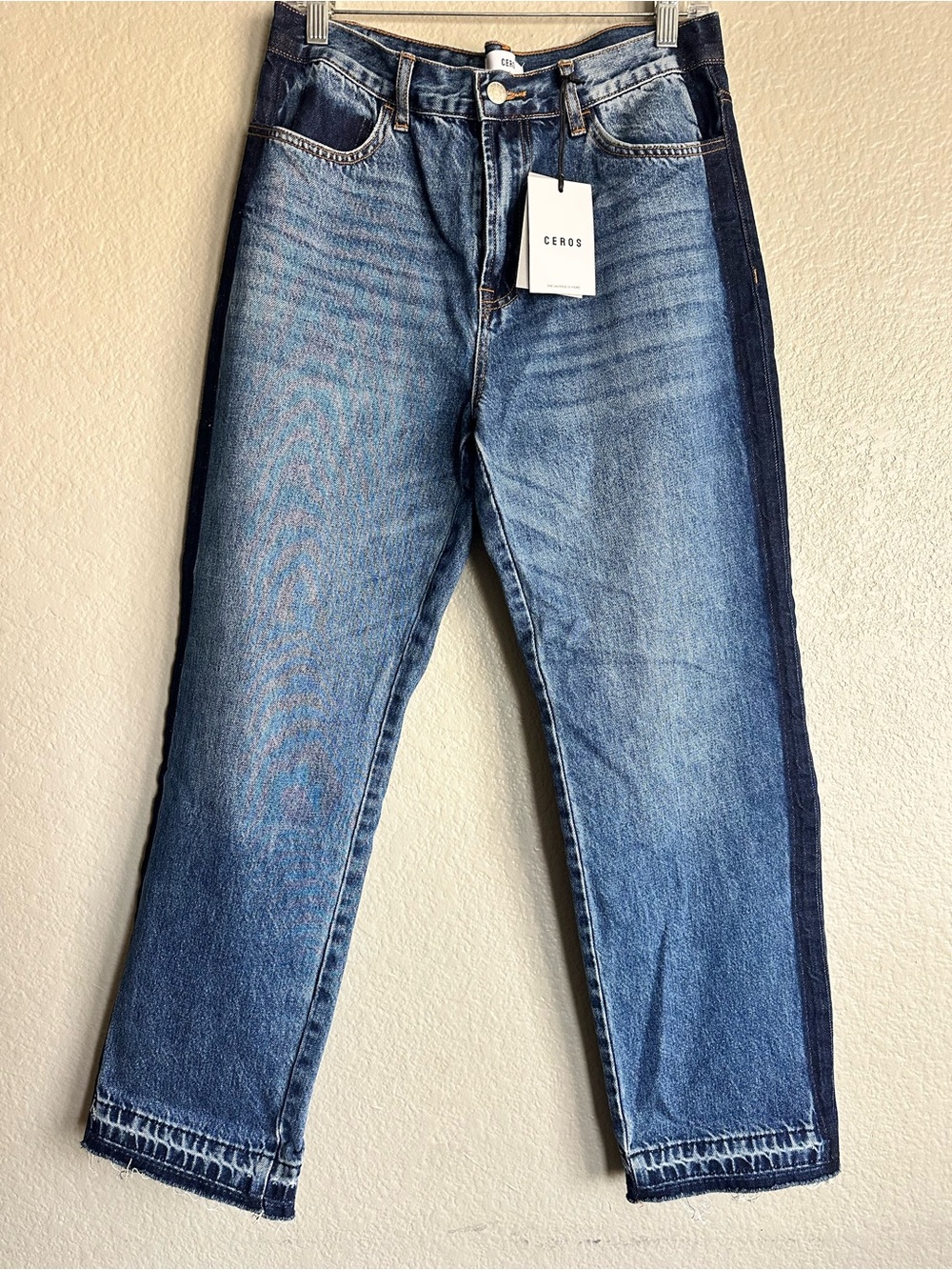 Ceros Two-Tone Blue Boyfriend Jeans with Dark Side Panels